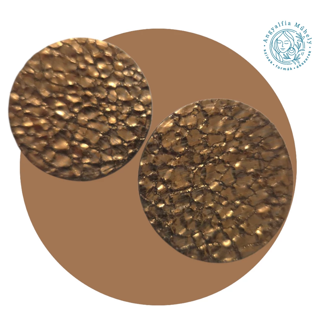 Csillogó bronz bedugós bőr fülbevaló