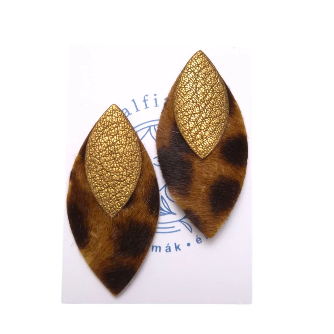 Limitált leopárdmintás bőr fülbevaló