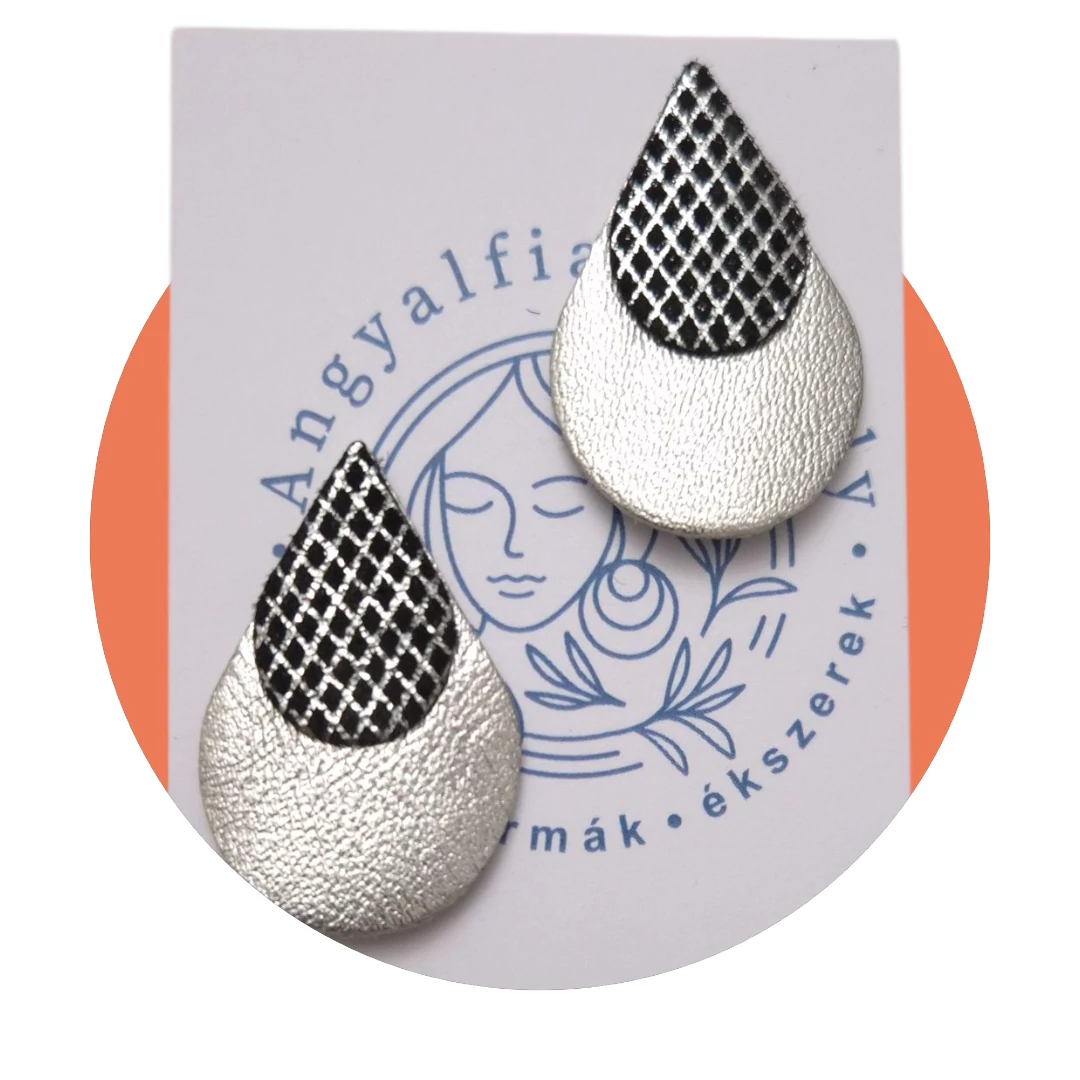 Ezüst-fekete bedugós csepp fülbevaló