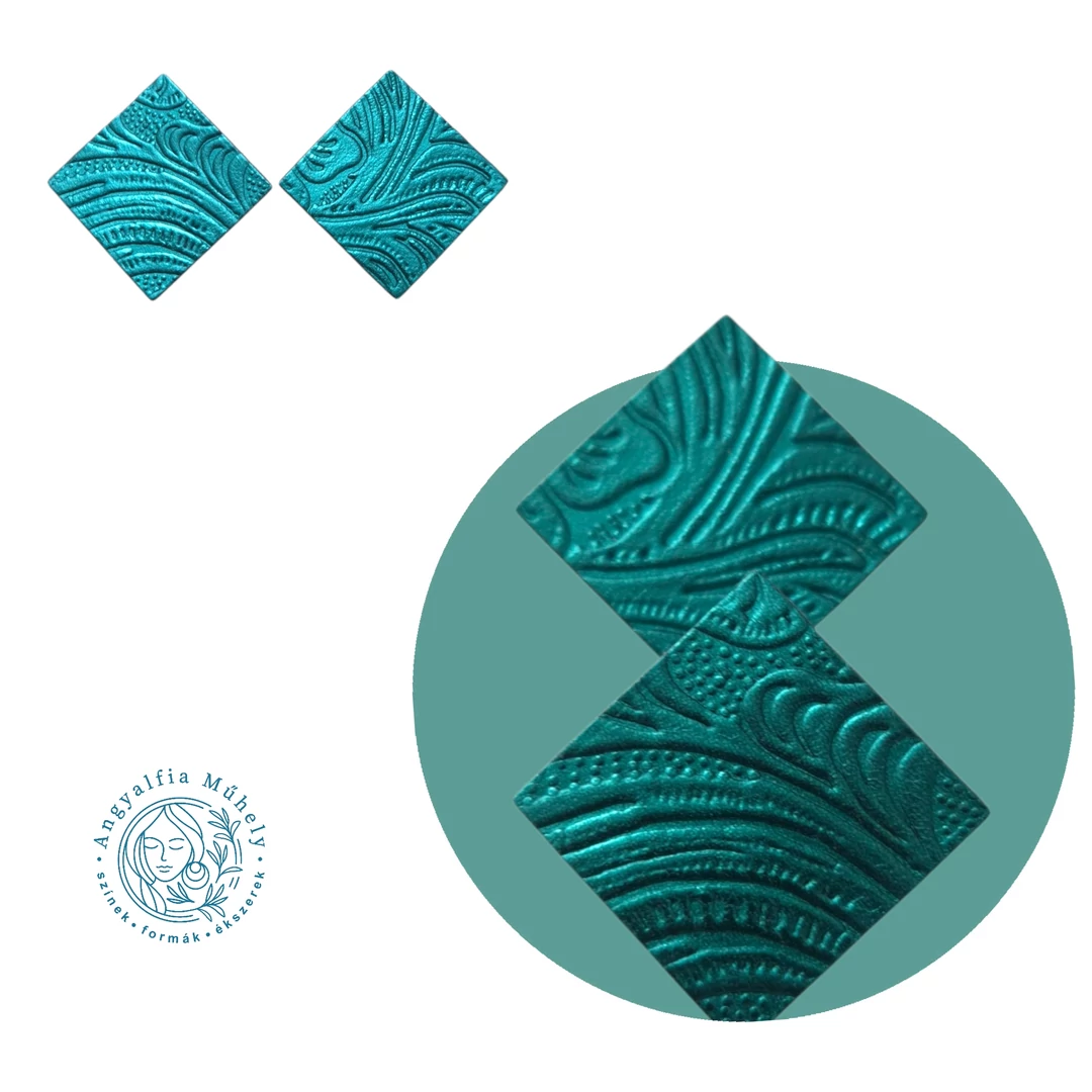 Smaragdzöld bedugós bőrékszer, négyzet