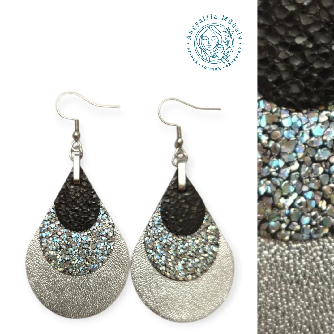 Sziporkázós-színjátszós ezüst cseppékszer, feketével