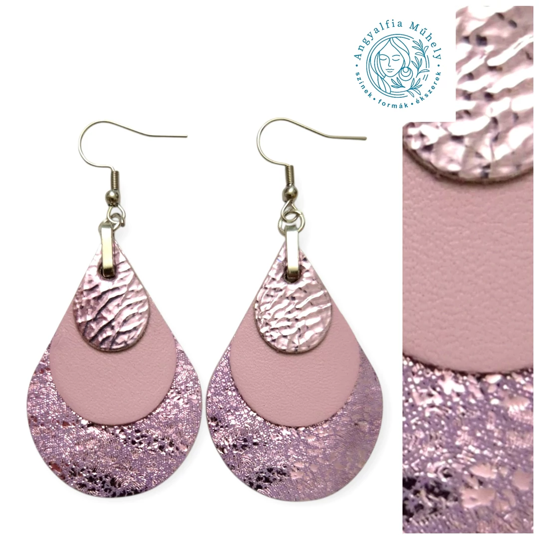 Mályva-lila selyemcukor csepp bőrékszer