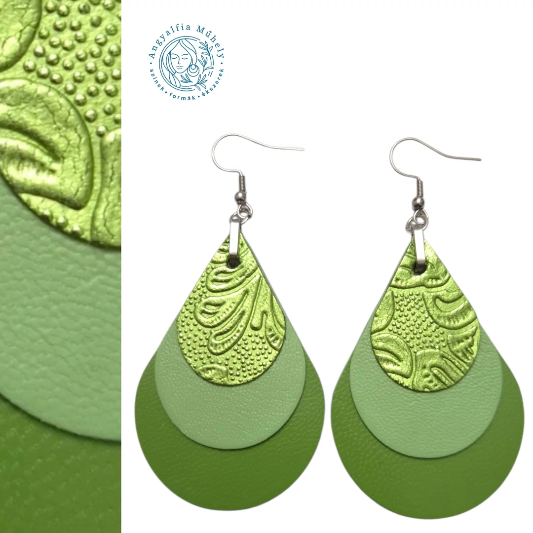 Fénylő zöldalma csepp bőrékszer