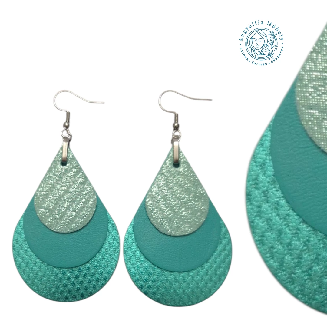 Türkizzöld cseppékszer, szemcsés csillogással