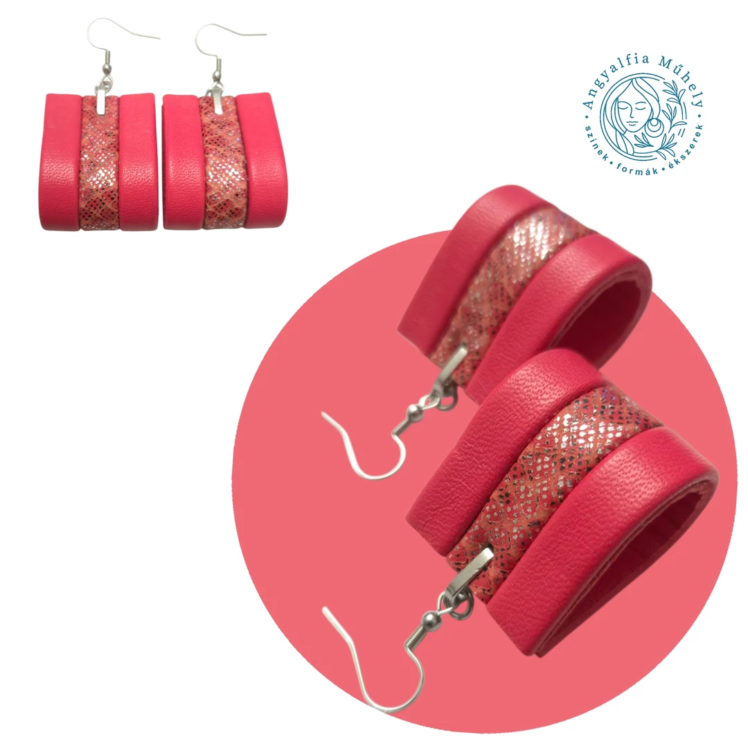 Piros-korall csíkos bőrékszer