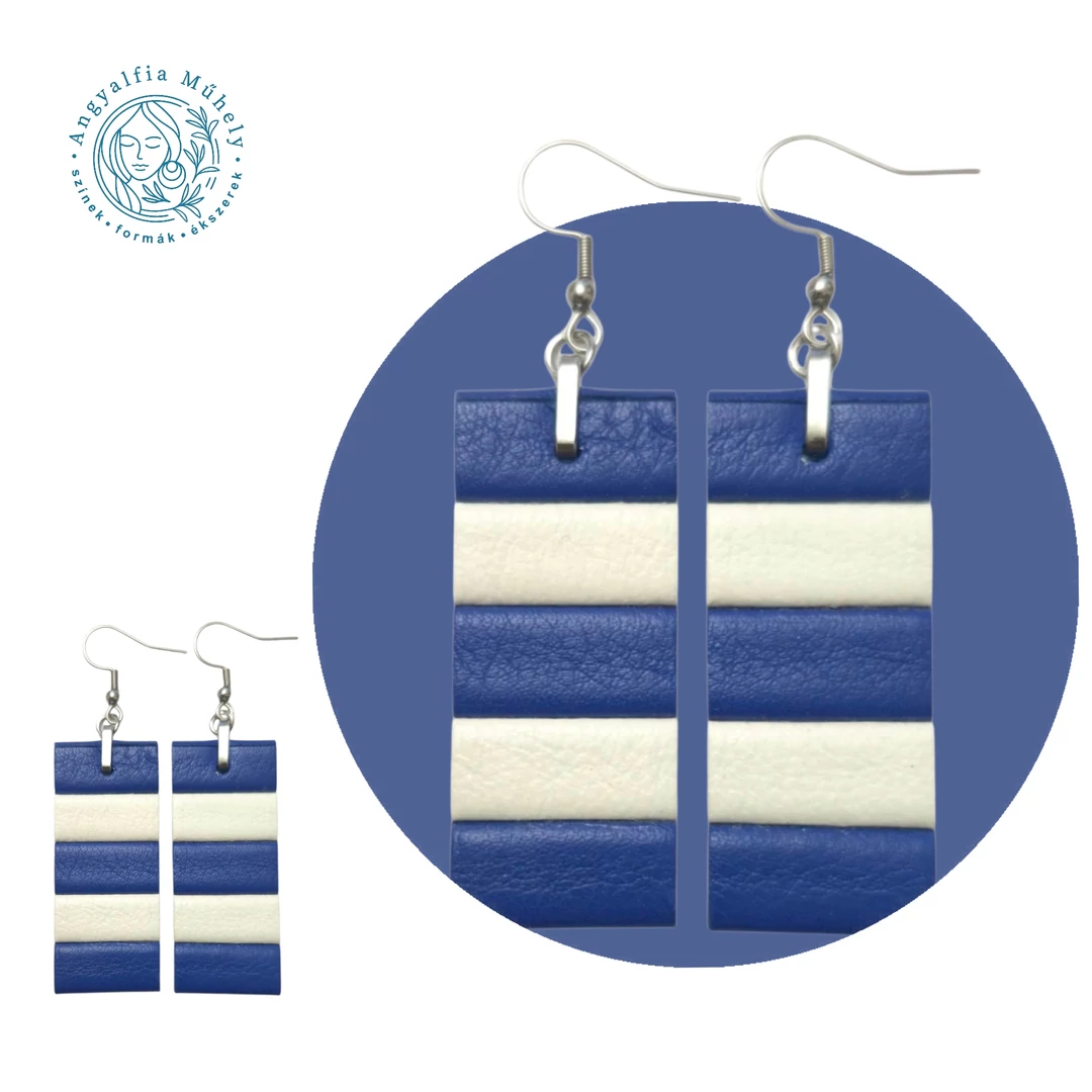 Kék-fehér csíkos bőrékszer, téglalap