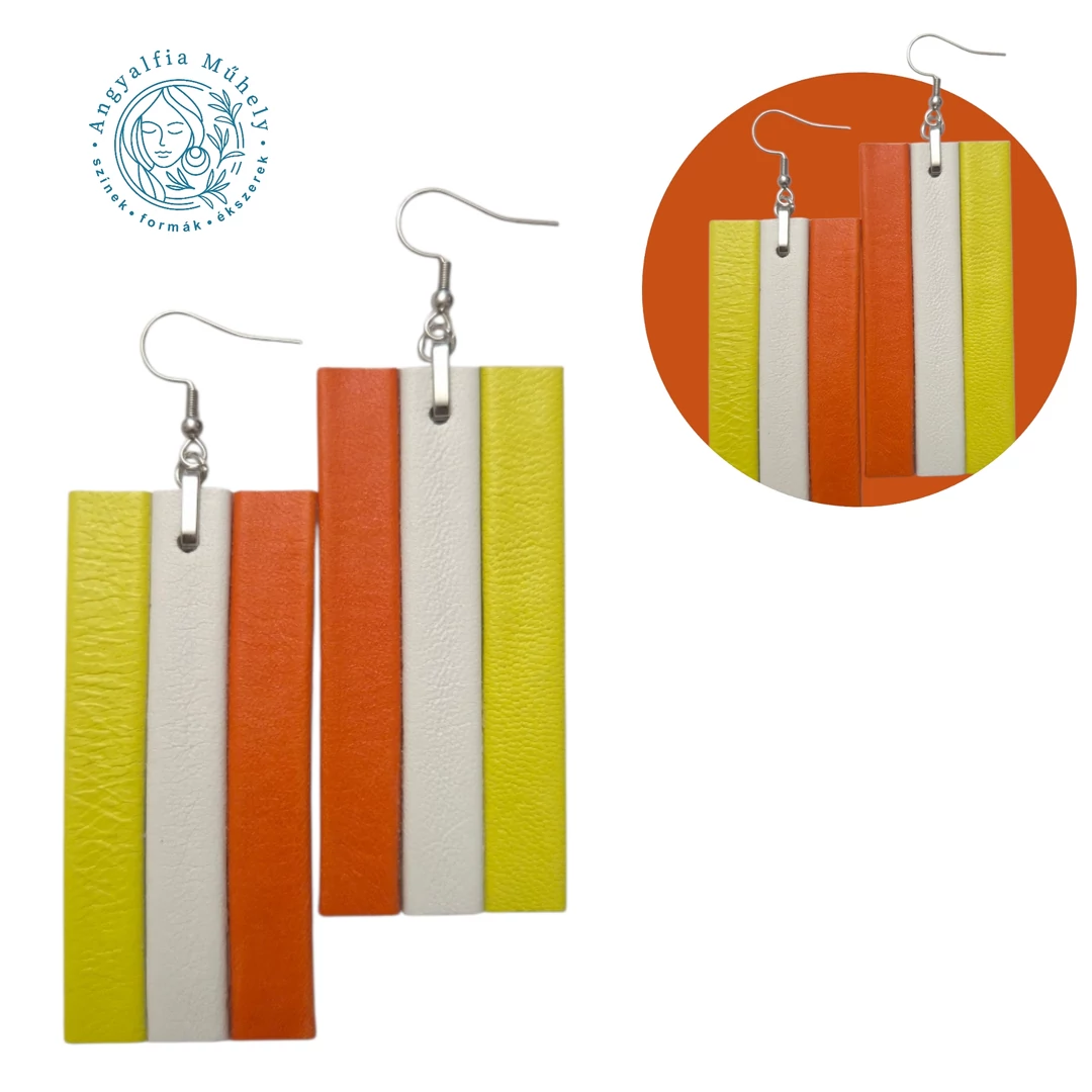 Citrom-narancs csíkos bőrékszer, téglalap