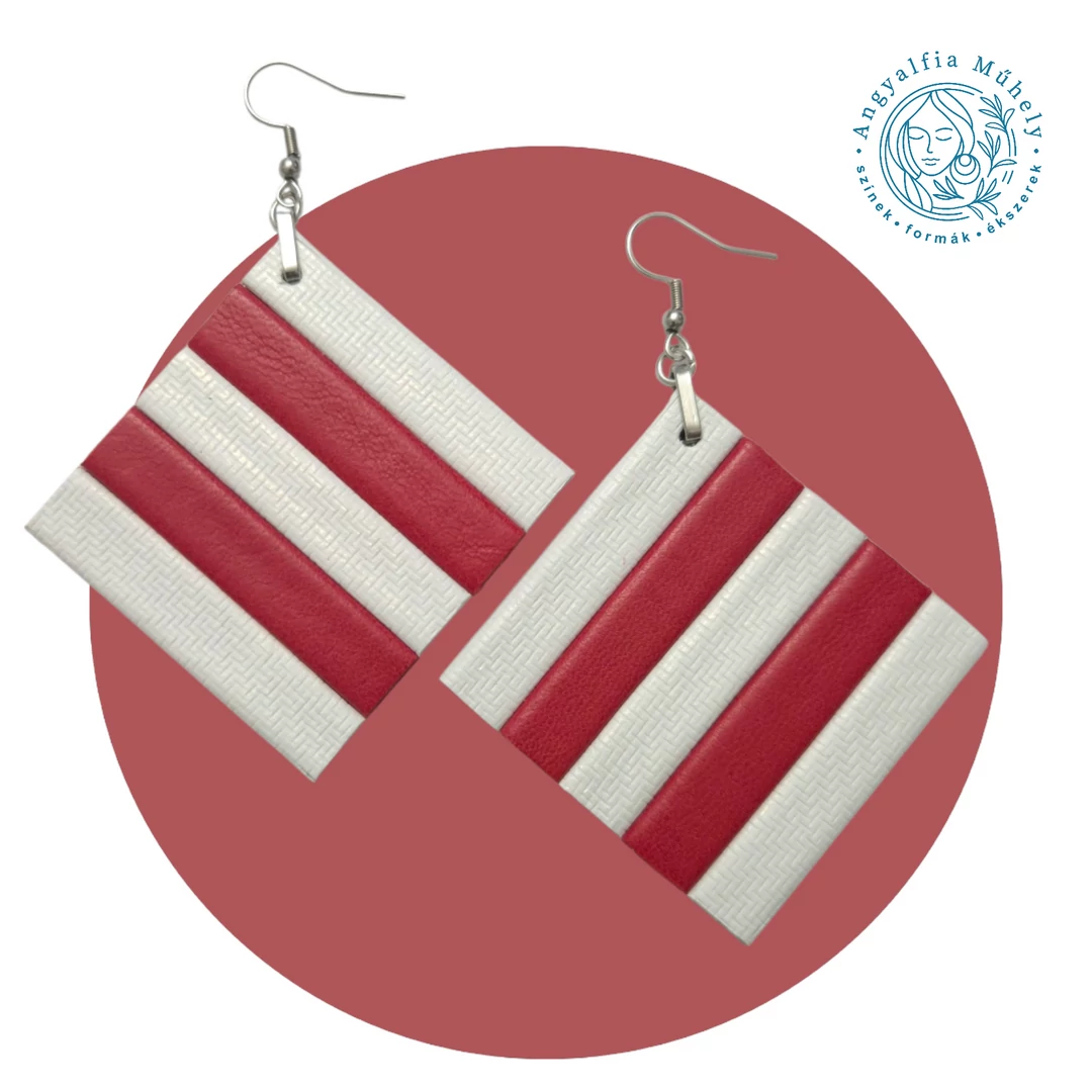  Piros-fehér csíkos bőrékszer