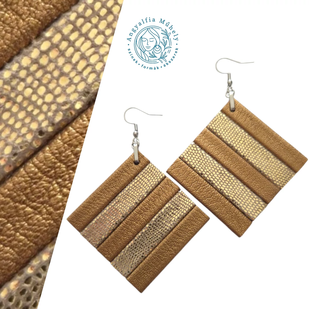 Arany-csíkos négyzet bőrékszer