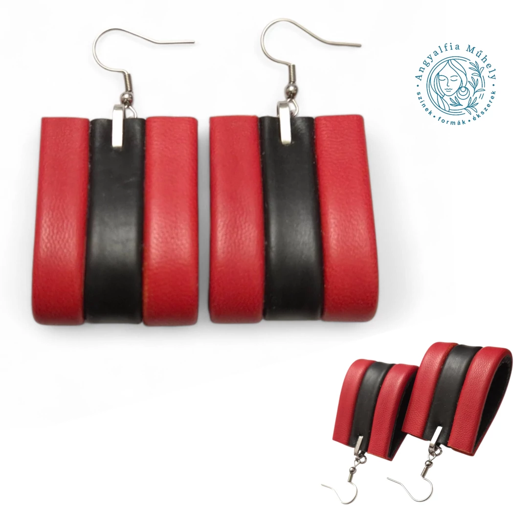 Piros-fekete csíkos bőrékszer