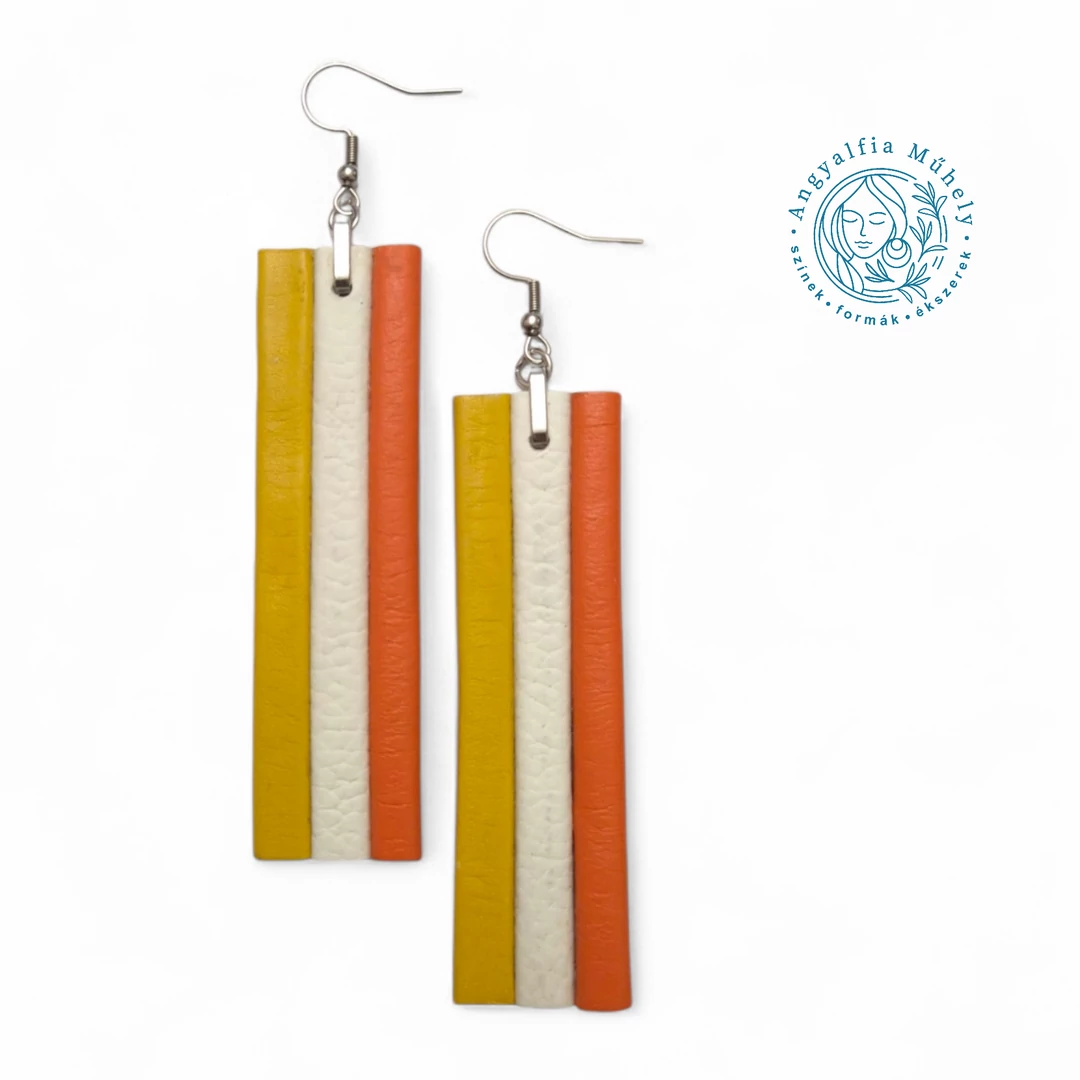 Csíkos téglalap bőrékszer, sárga árnyalatokban