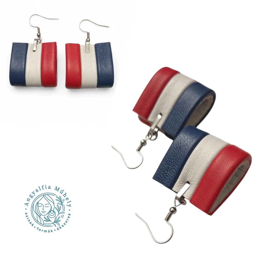 Piros-fehér-kék csíkos bőrékszer