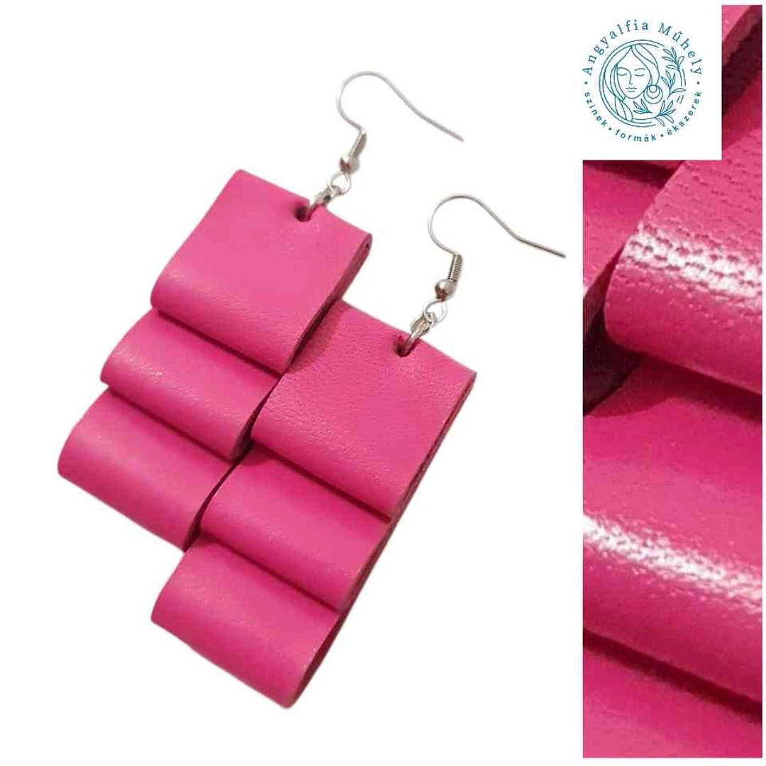 Pink hajtogatott bőr fülbevaló