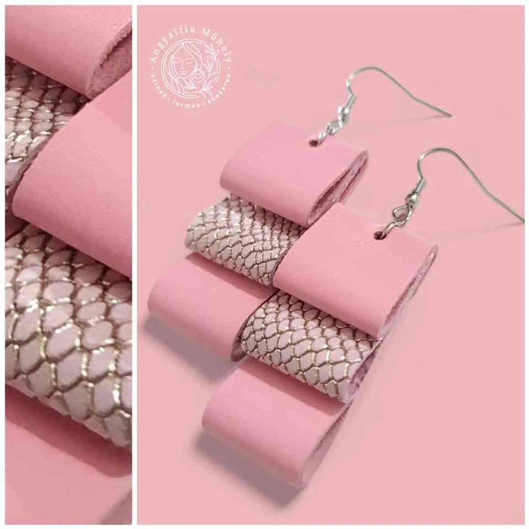 Rózsaszín-arany hajtogatott fülbevaló