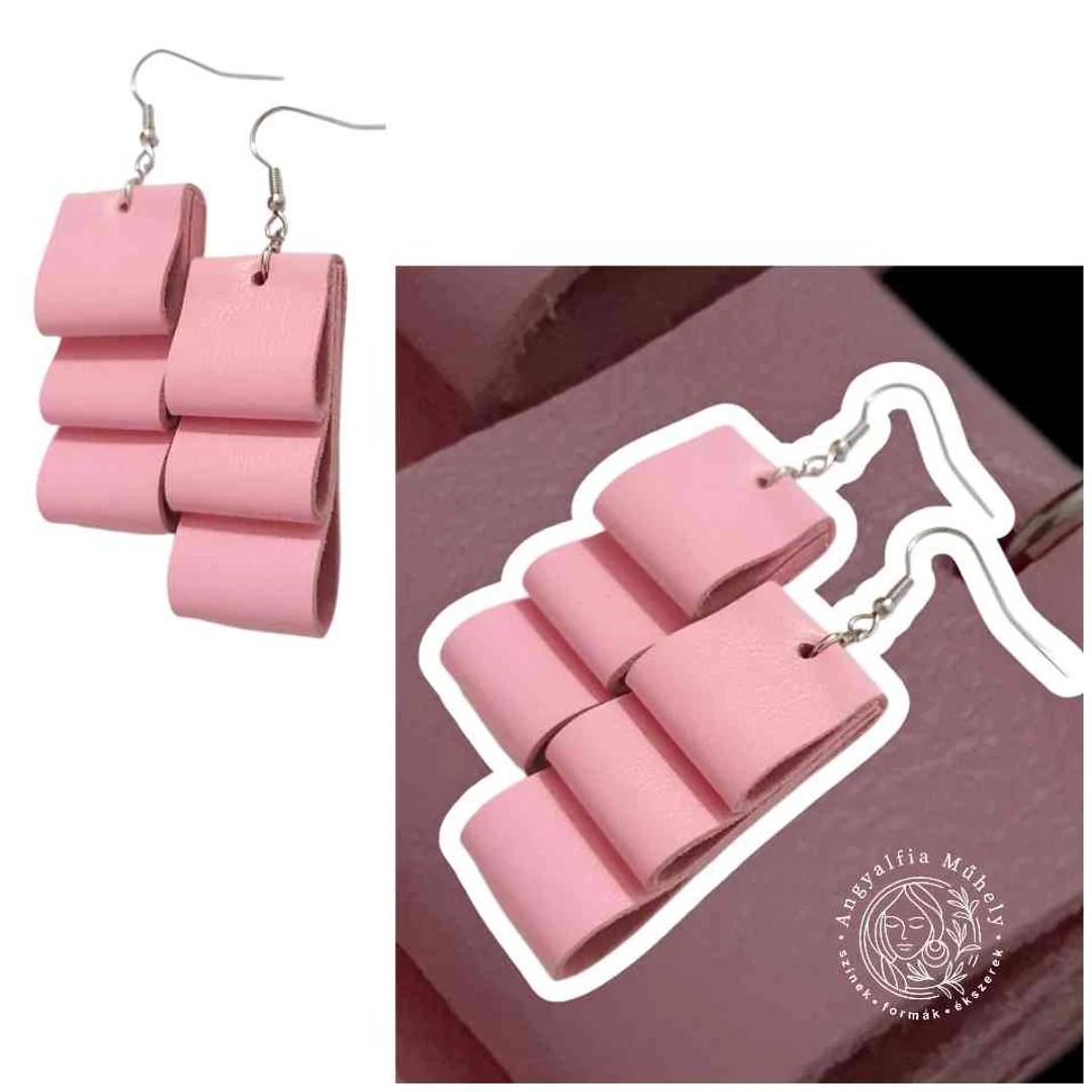 Rózsaszín hajtogatott fülbevaló