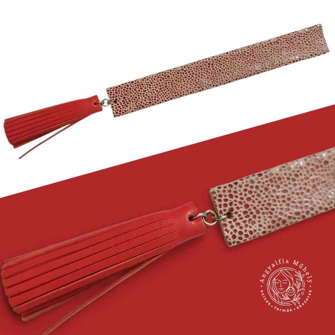 Piros bőr könyvjelző