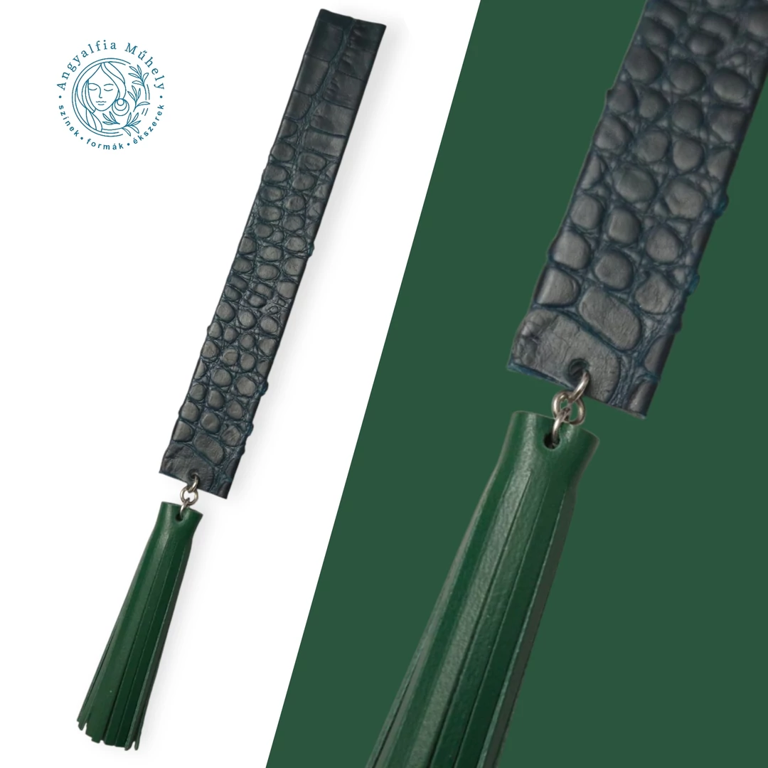 Olvasni jó! bőr könyvjelző, gyönyörű zöldben