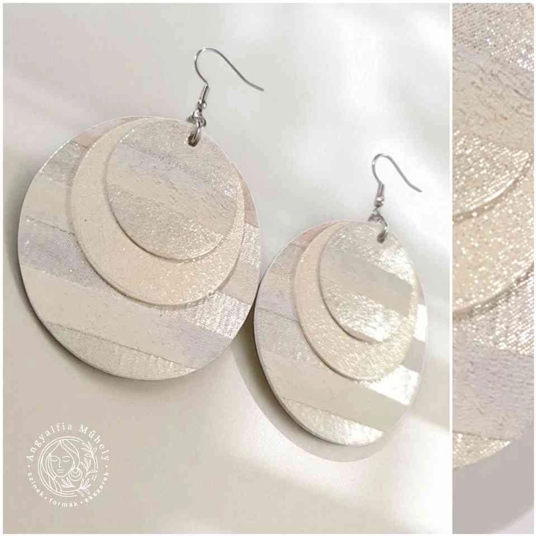 Pezsgő, krém kör fülbevaló Pezsgő, krém kör fülbevaló