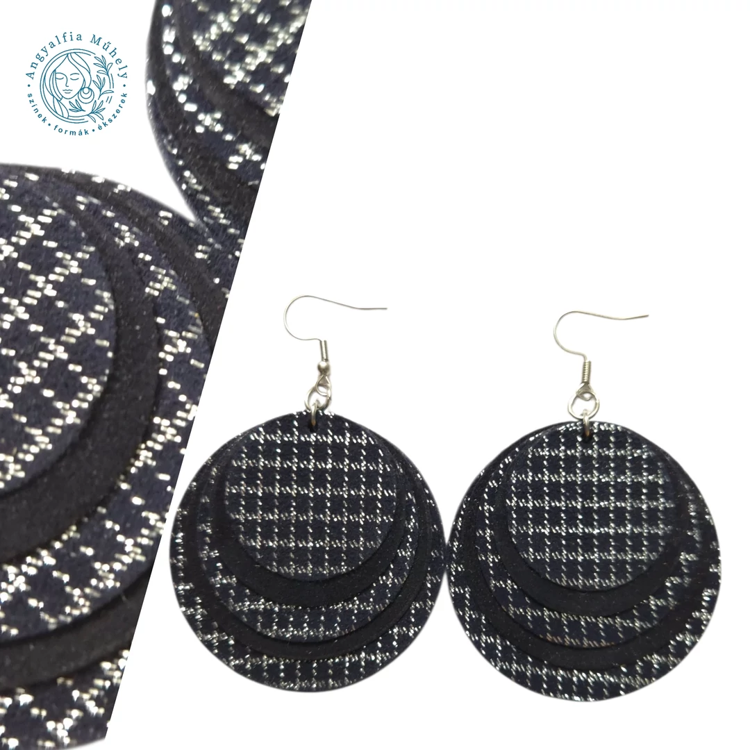 Éjkék, ezüstablakon át - bőr fülbevaló
