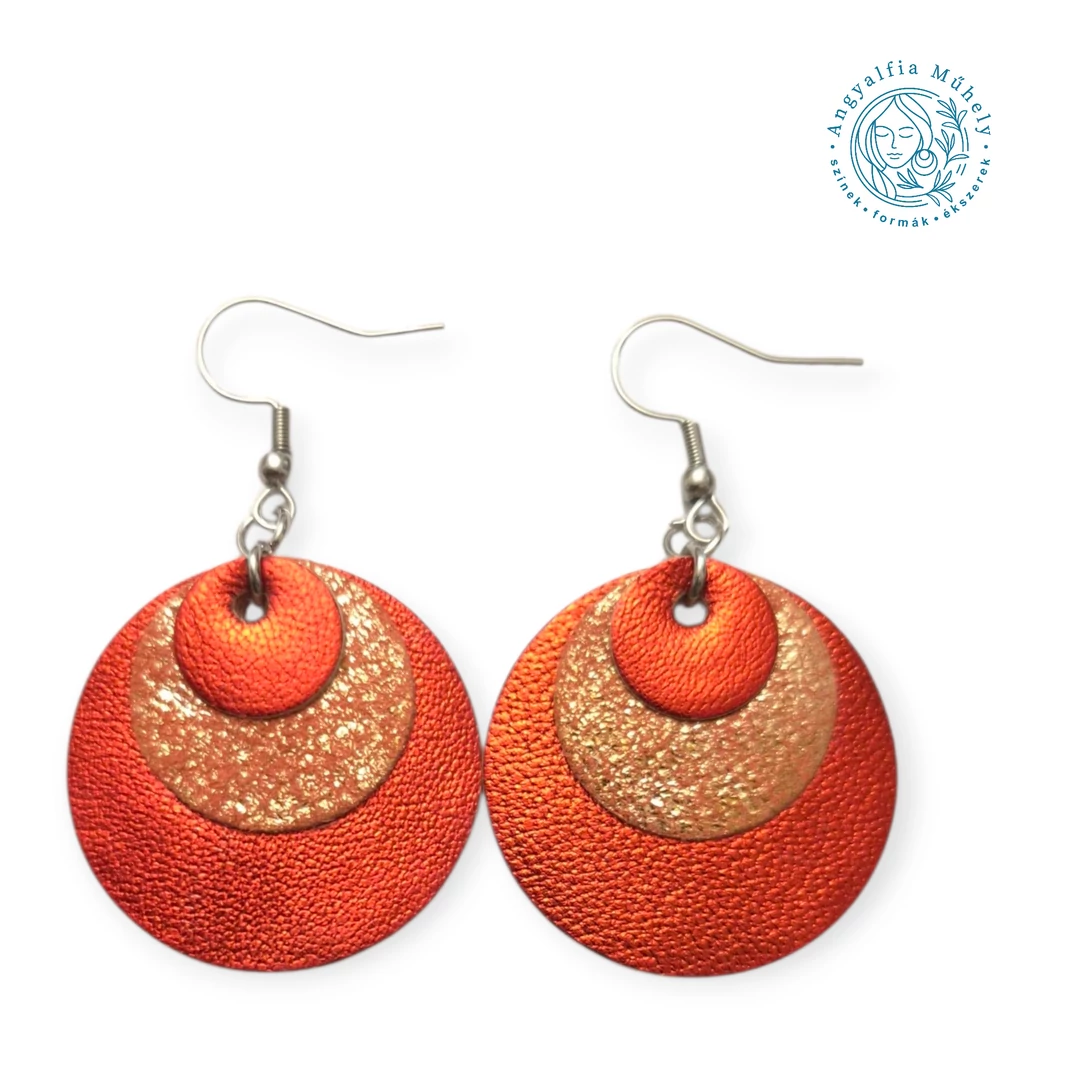 Metálfényes narancs korall bőrékszer