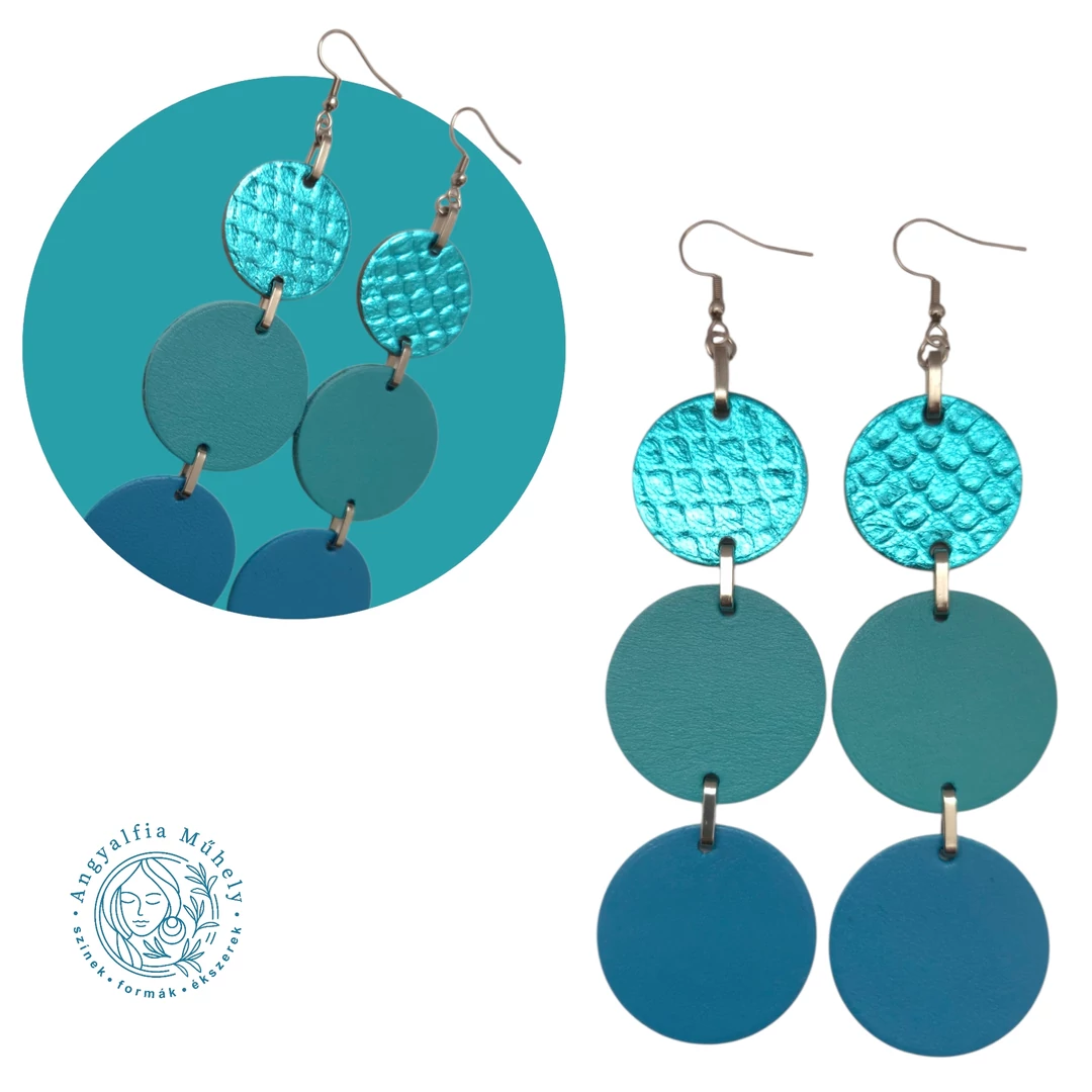Türkiz körkapcsolás fülbevaló, metálfénnyel