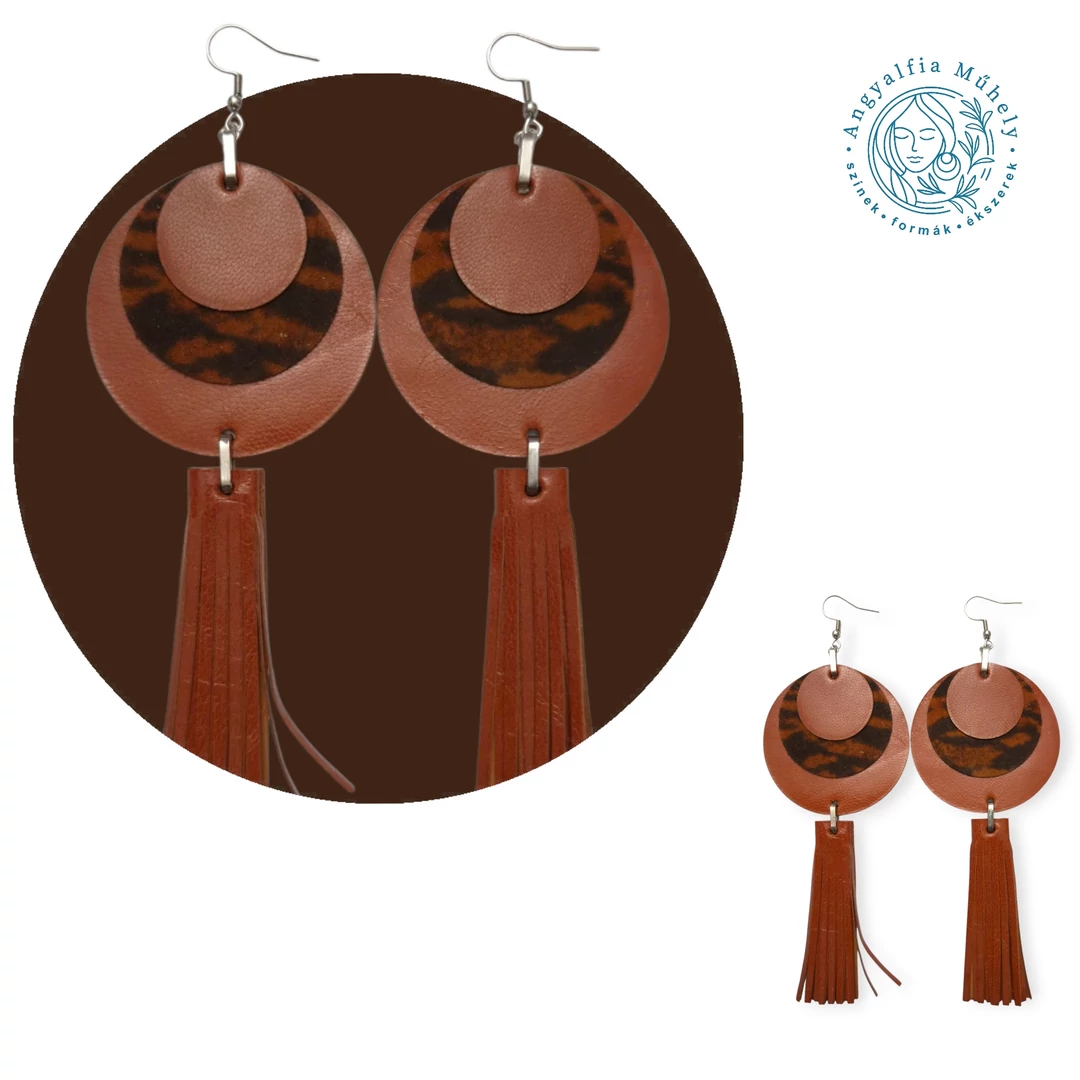 Rozsdás-leopárd mintás statement bőrékszer