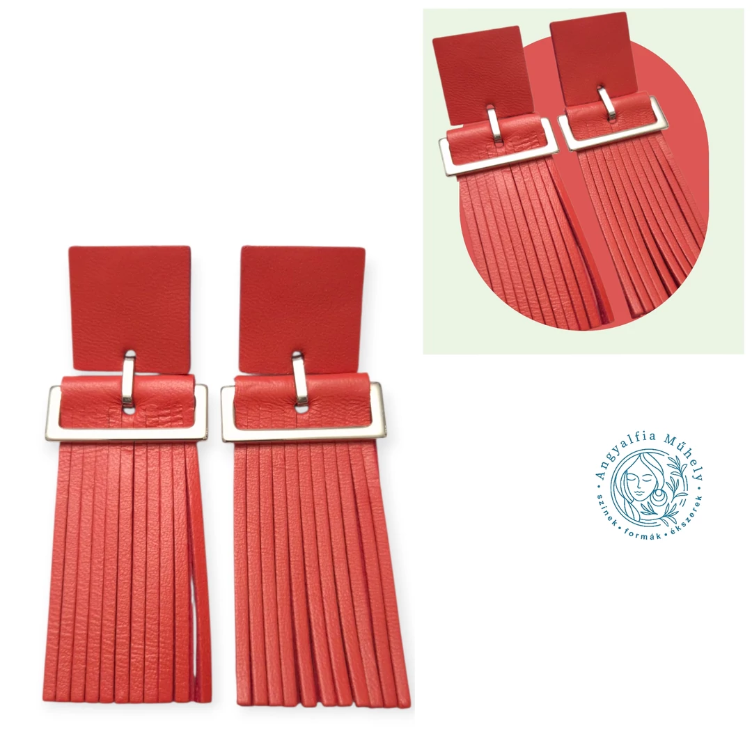 Korall statement bőrékszer, négyzettel