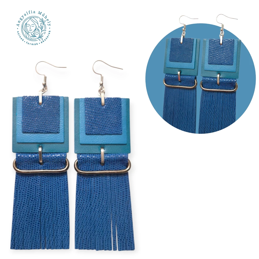 Kék korszak statement bőrékszer, csillogó rojttal