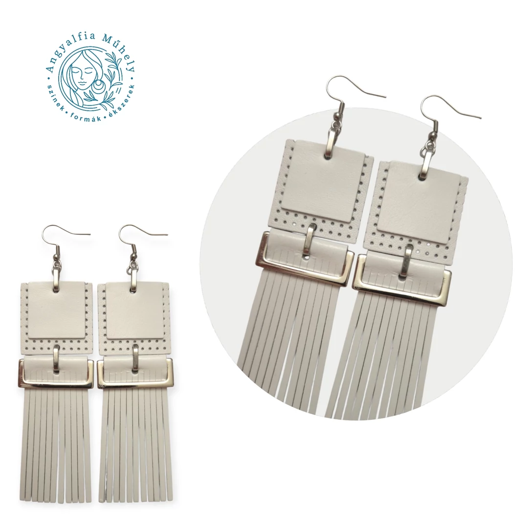 Fehér statement bőrékszer, fémdísszel