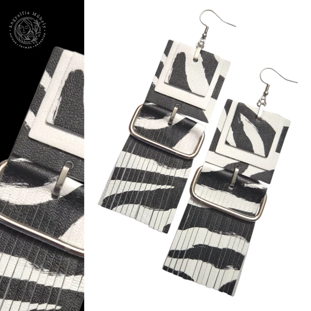 Extravagáns fekete-fehér statement bőrékszer