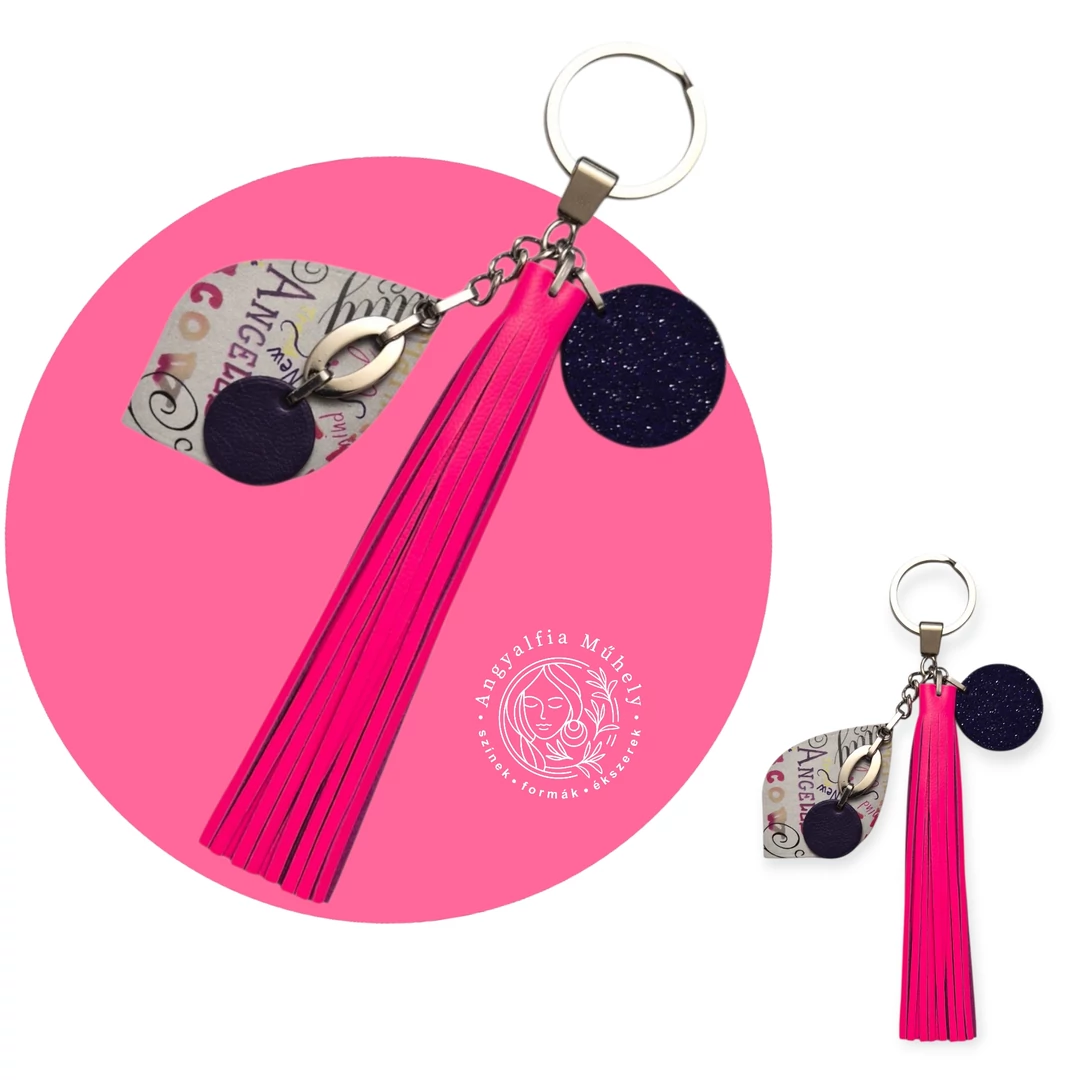 Neon pink táskadísz és kulcstartó, extravagáns