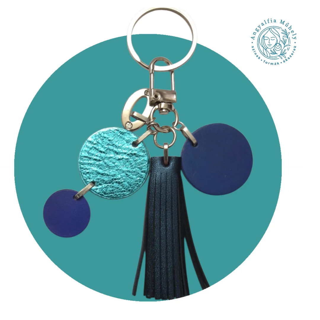 Táskadísz vagy kulcstartó, türkiz és kék színekben