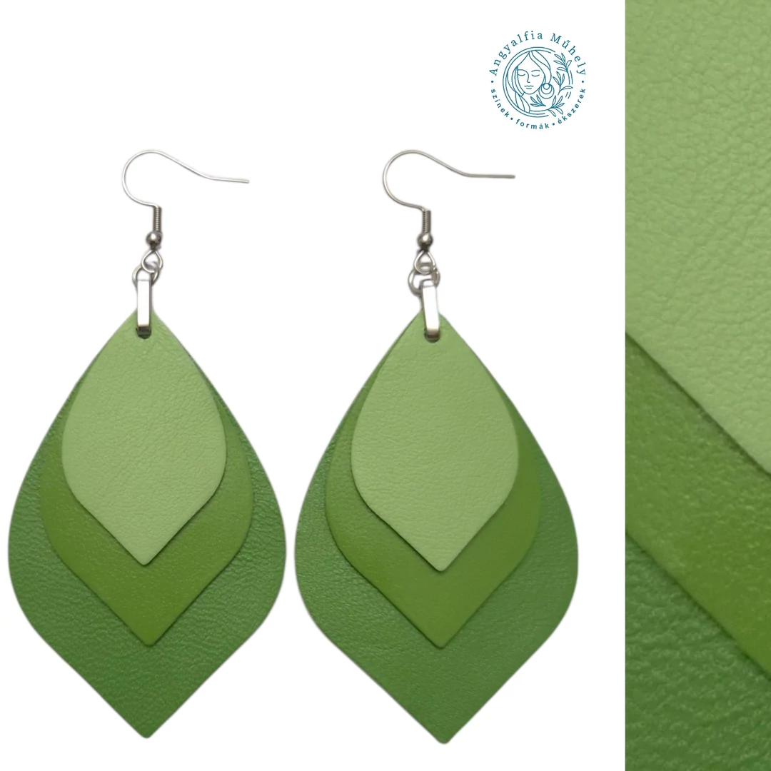 Levél bőrékszer, zöldalma árnyalatokban