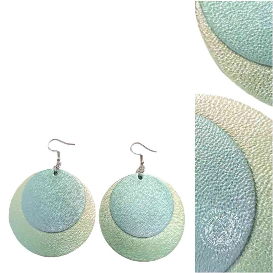 Selyemcukor bőr fülbevaló, zöld-kék színátmenetes