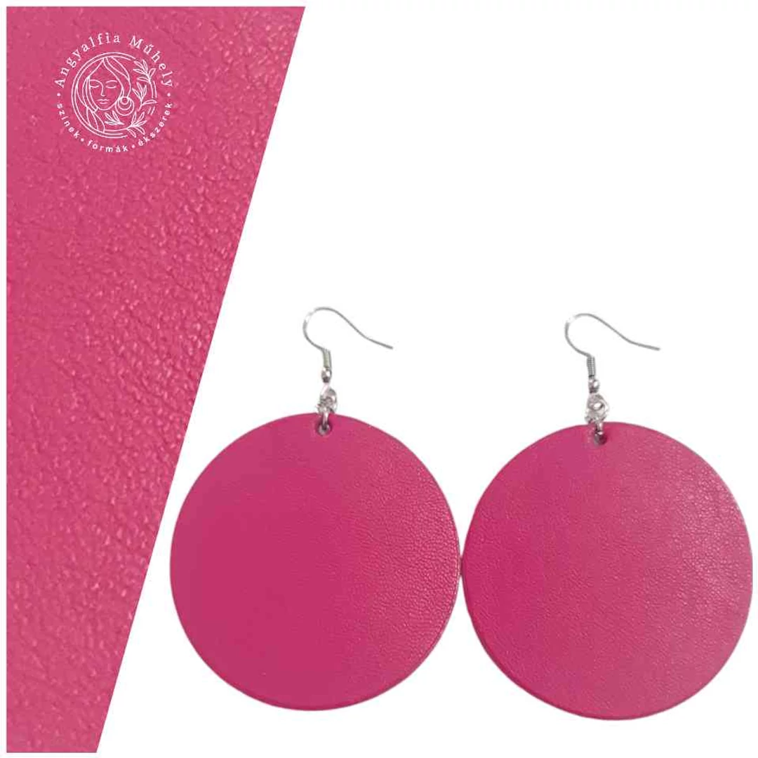 Magenta minimalista bőr fülbevaló