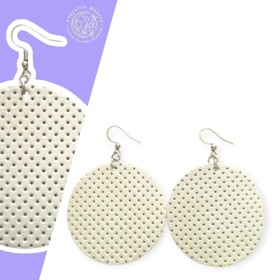 Fehér minimalista bőr fülbevaló