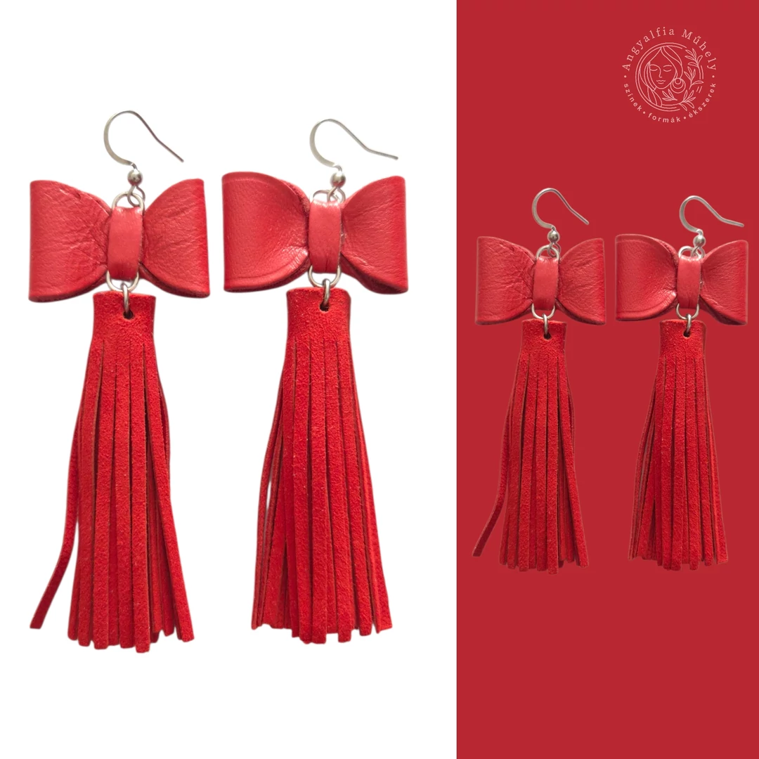 Piros masnis-rojtos velúrbőr fülbevaló