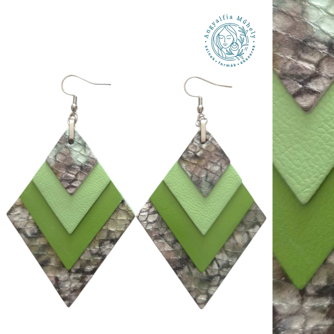 Egyedi zöld-mintás rombuszékszer
