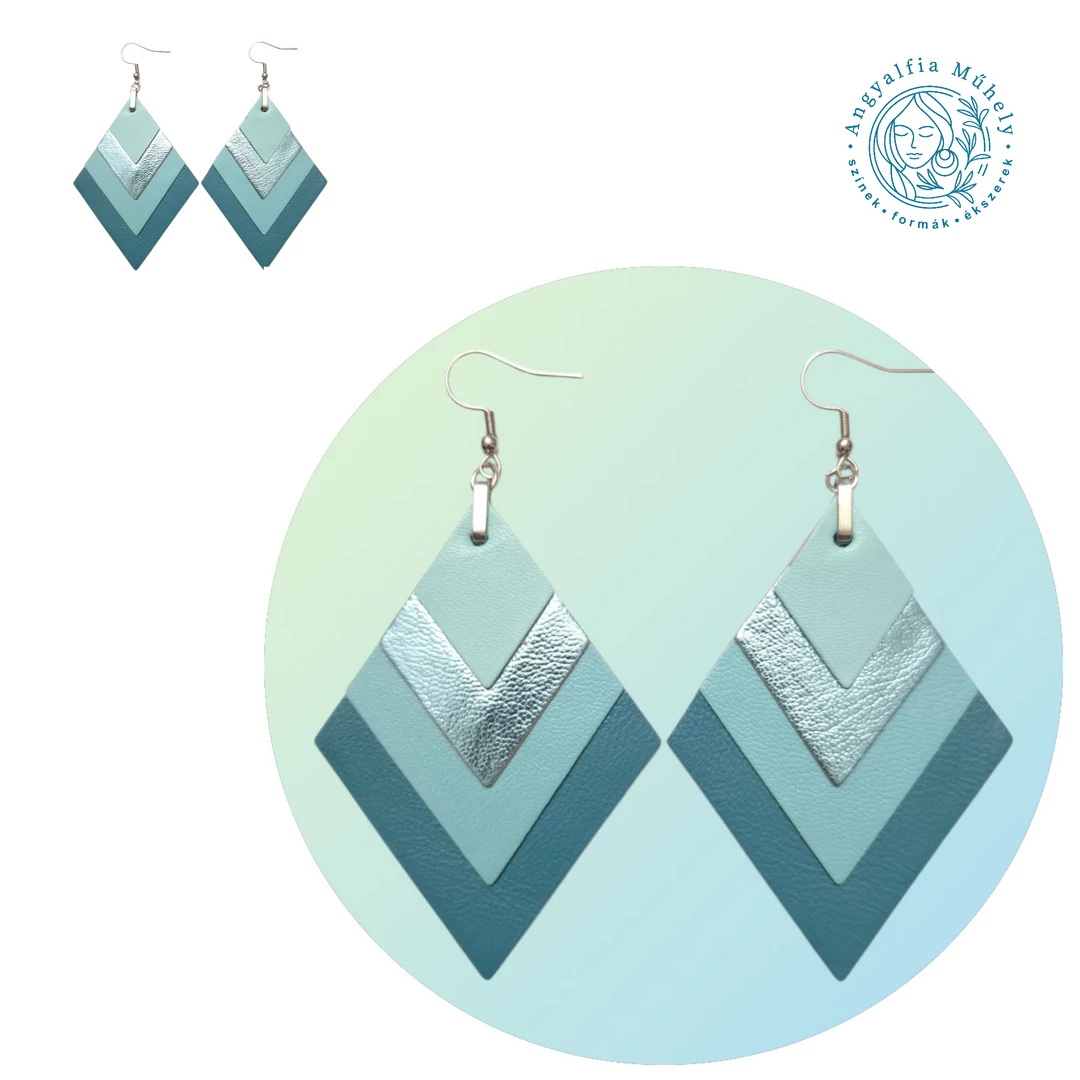 Gyönyörű világoskék rombusz, metálfénnyel