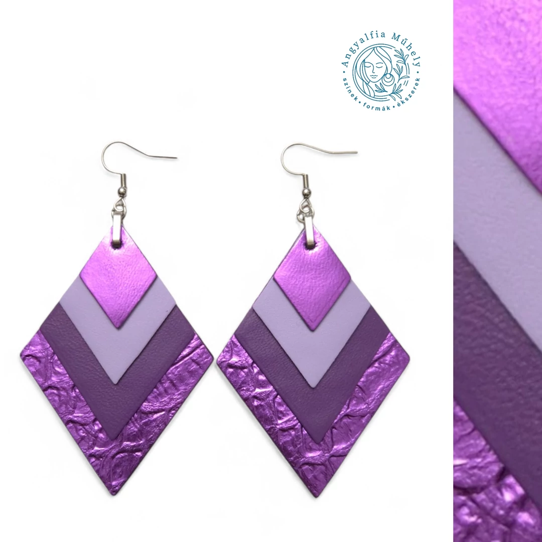 Lila rombuszékszer, metálfénnyel