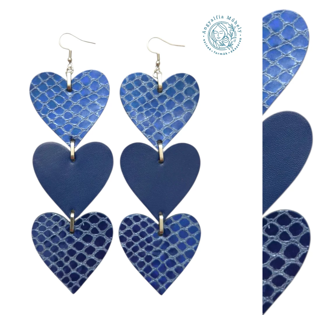 Kisszívem statement bőrékszer, irizáló kékkel