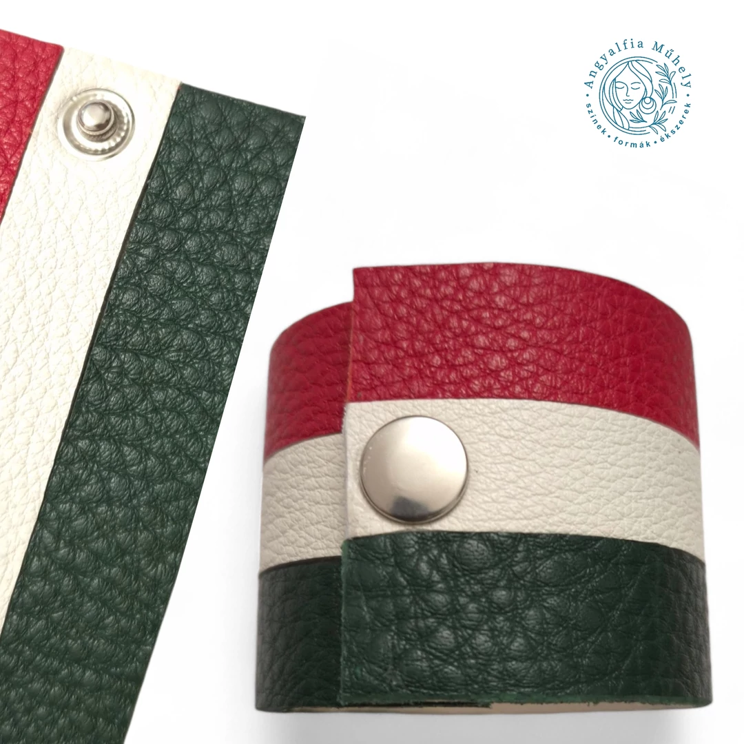 Trikolor széles bőr karkötő
