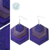 Hexagon bőr fülbevaló