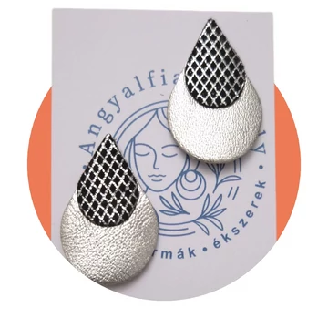 Ezüst-fekete bedugós csepp fülbevaló