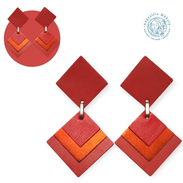 Csodaszép korall négyzet bőrékszer, metálfénnyel