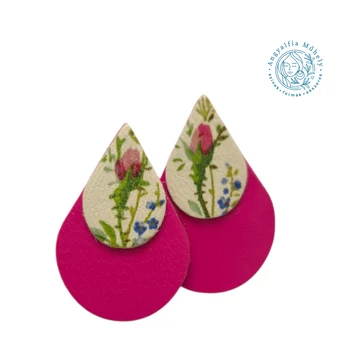 Virágos bedugós csepp bőrékszer