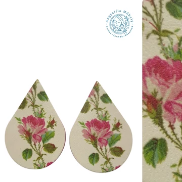 Virágmintás bedugós csepp bőr fülbevaló