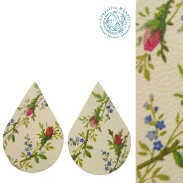 Virágmintás bedugós csepp bőrékszer