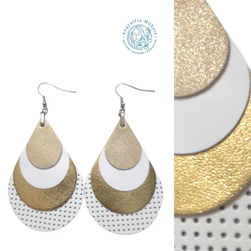 Csodaszép arany-fehér csepp bőrékszer