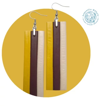 Sárga-barna csíkos bőrékszer, téglalap